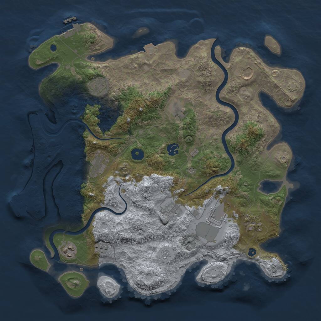 Rust Map: Procedural Map, Size: 3850, Seed: 948234571, 16 Monuments