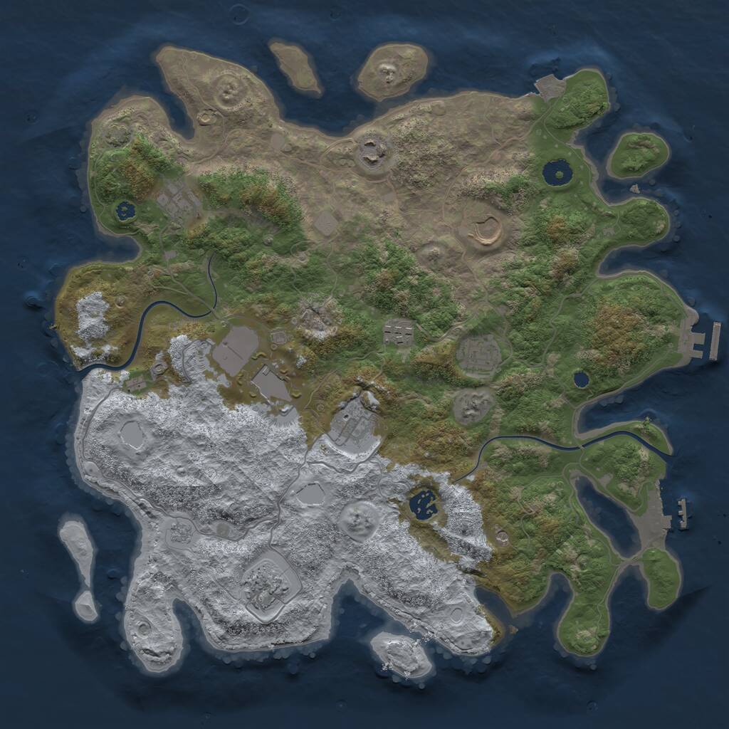 Rust Map: Procedural Map, Size: 3900, Seed: 500736112, 15 Monuments