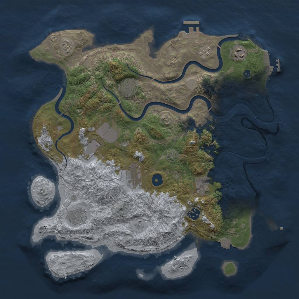 Rust Map: Procedural Map, Size: 3800, Seed: 774399235, 14 Monuments