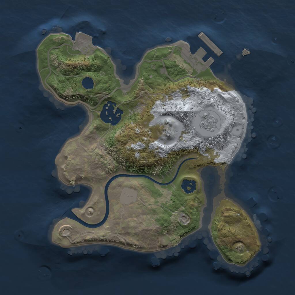 Rust Map: Procedural Map, Size: 2000, Seed: 1719422592, 4 Monuments