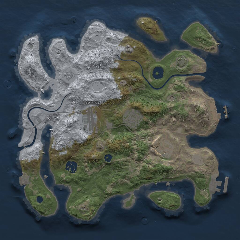 Rust Map: Procedural Map, Size: 3000, Seed: 479981, 10 Monuments