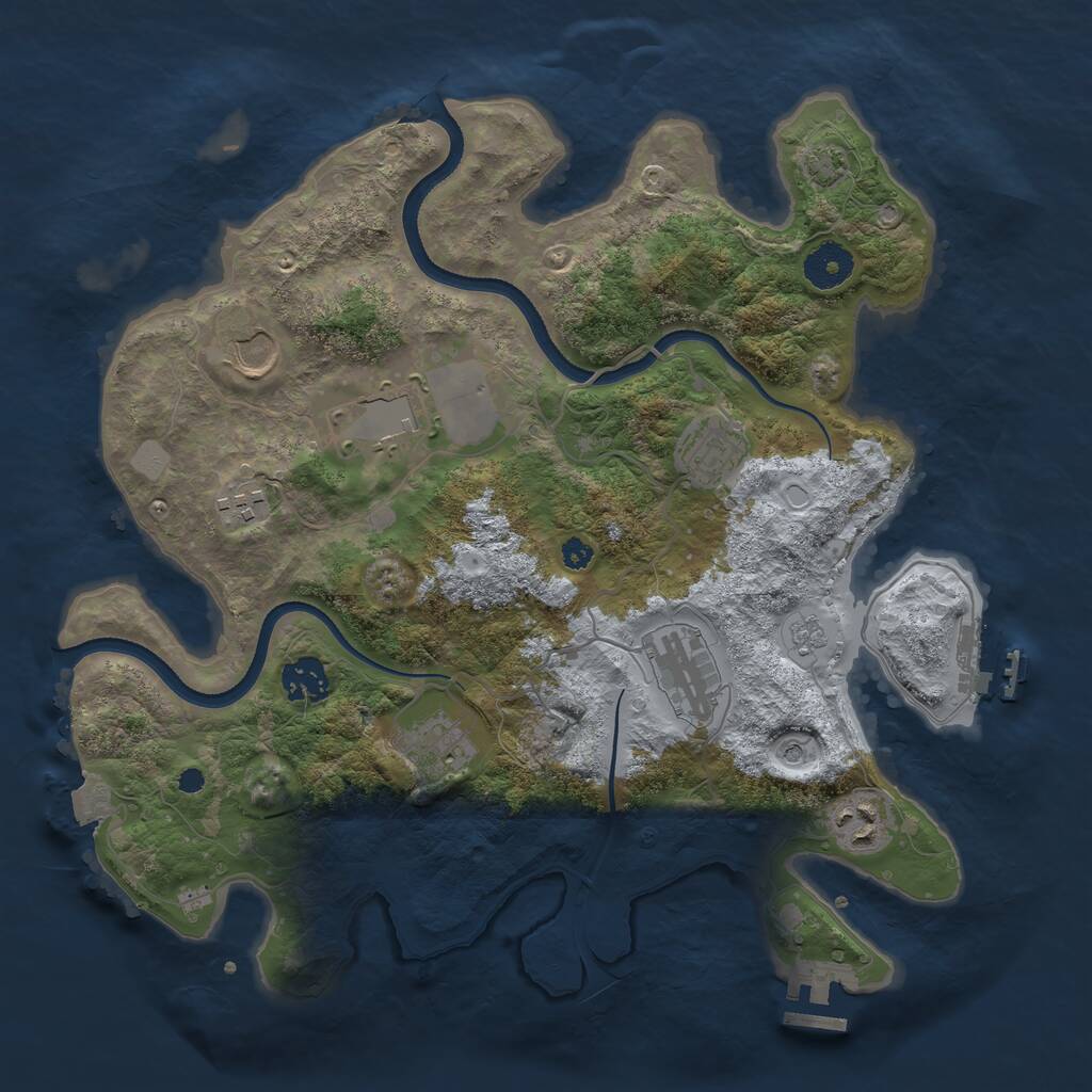 Rust Map: Procedural Map, Size: 3500, Seed: 433698171, 14 Monuments