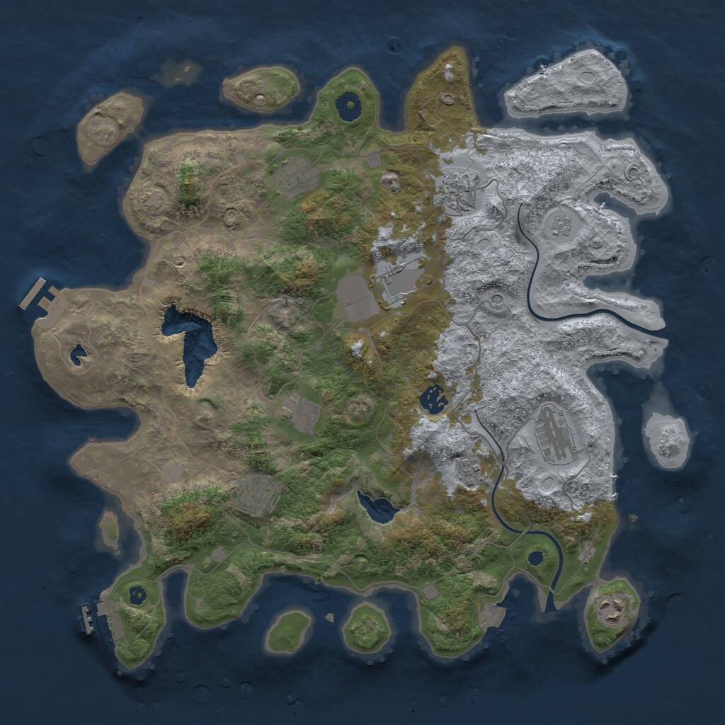 Rust Map: Procedural Map, Size: 4000, Seed: 1406635847, 15 Monuments