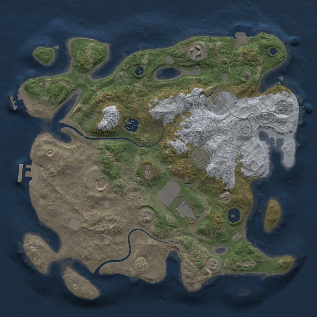 Rust Map: Procedural Map, Size: 3500, Seed: 995968503, 13 Monuments