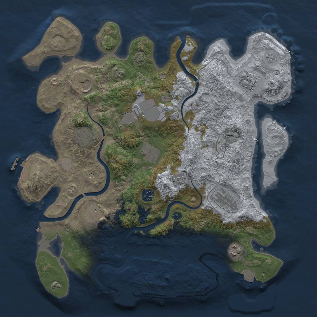 Rust Map: Procedural Map, Size: 3700, Seed: 501800388, 16 Monuments
