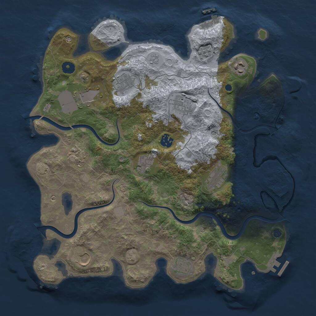 Rust Map: Procedural Map, Size: 3750, Seed: 1967769961, 17 Monuments