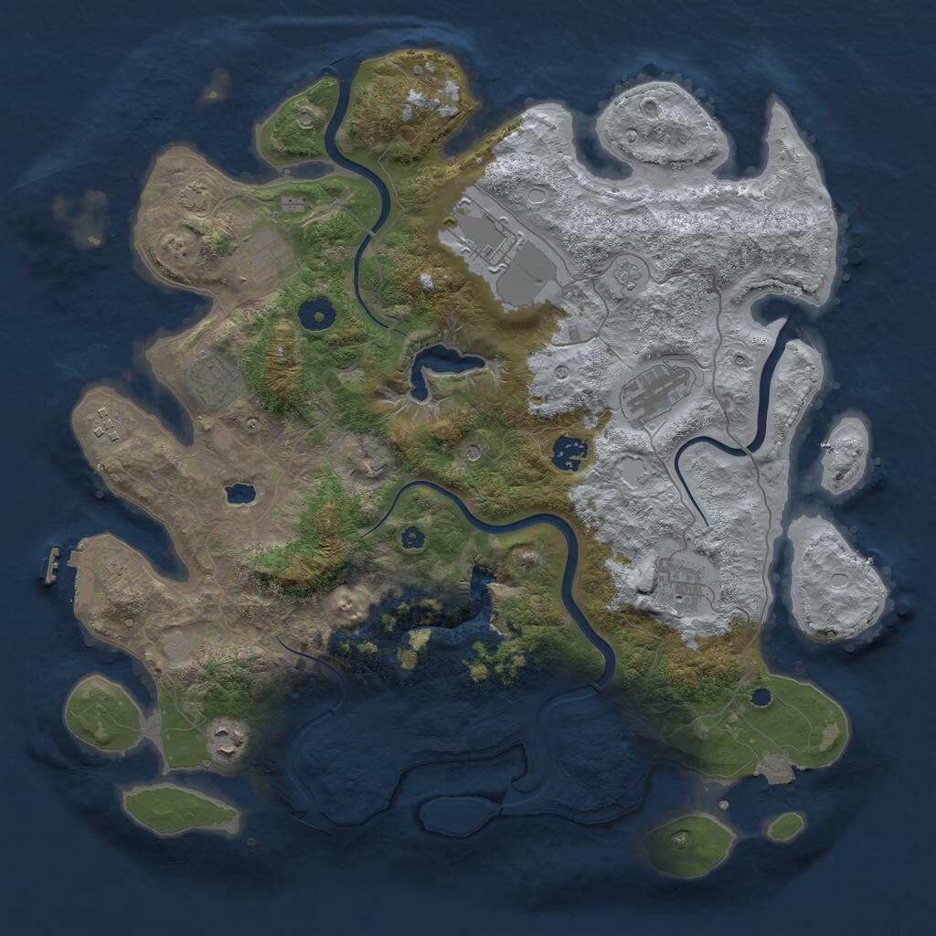 Rust Map: Procedural Map, Size: 4000, Seed: 408918930, 13 Monuments