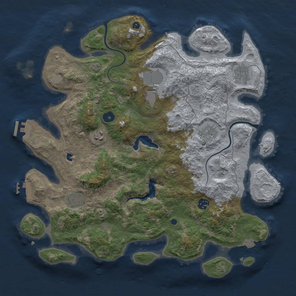 Rust Map: Procedural Map, Size: 4000, Seed: 408918930, 12 Monuments