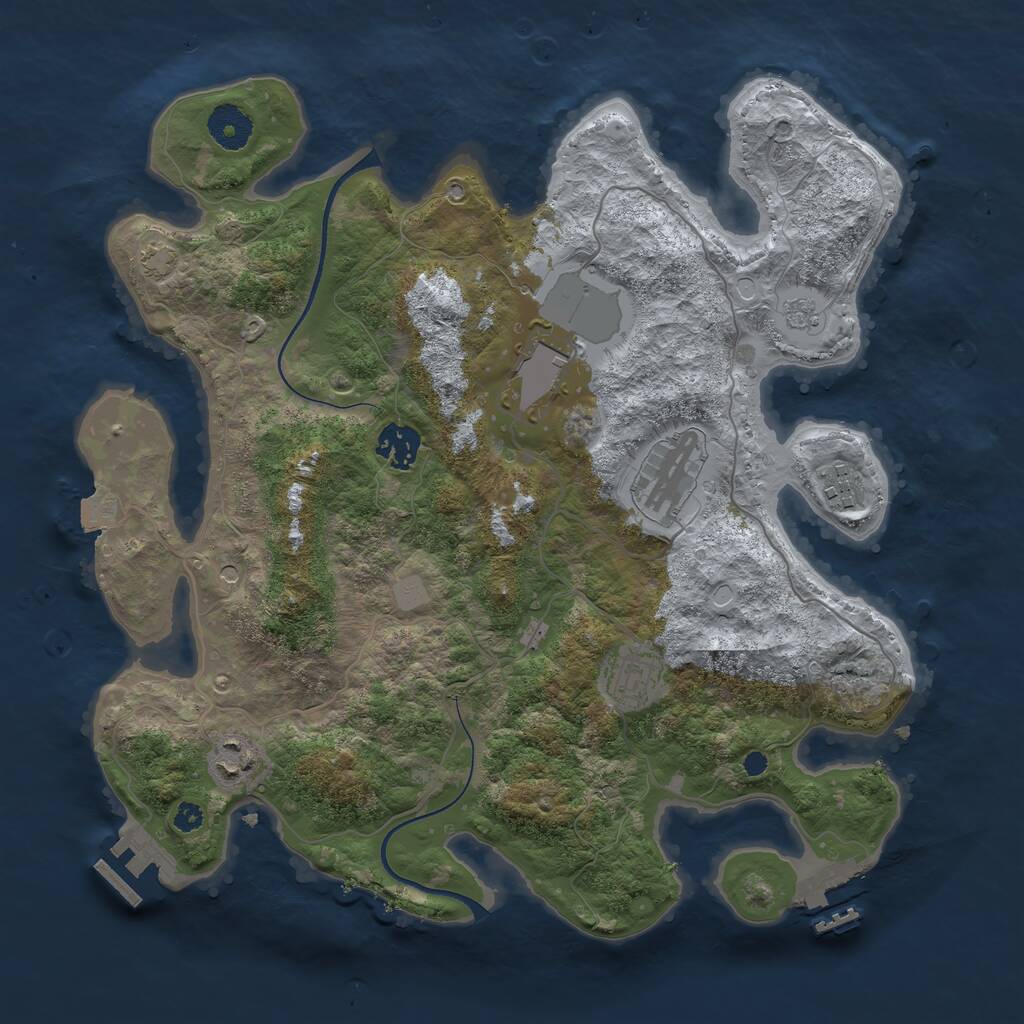 Rust Map: Procedural Map, Size: 3500, Seed: 293430009, 12 Monuments