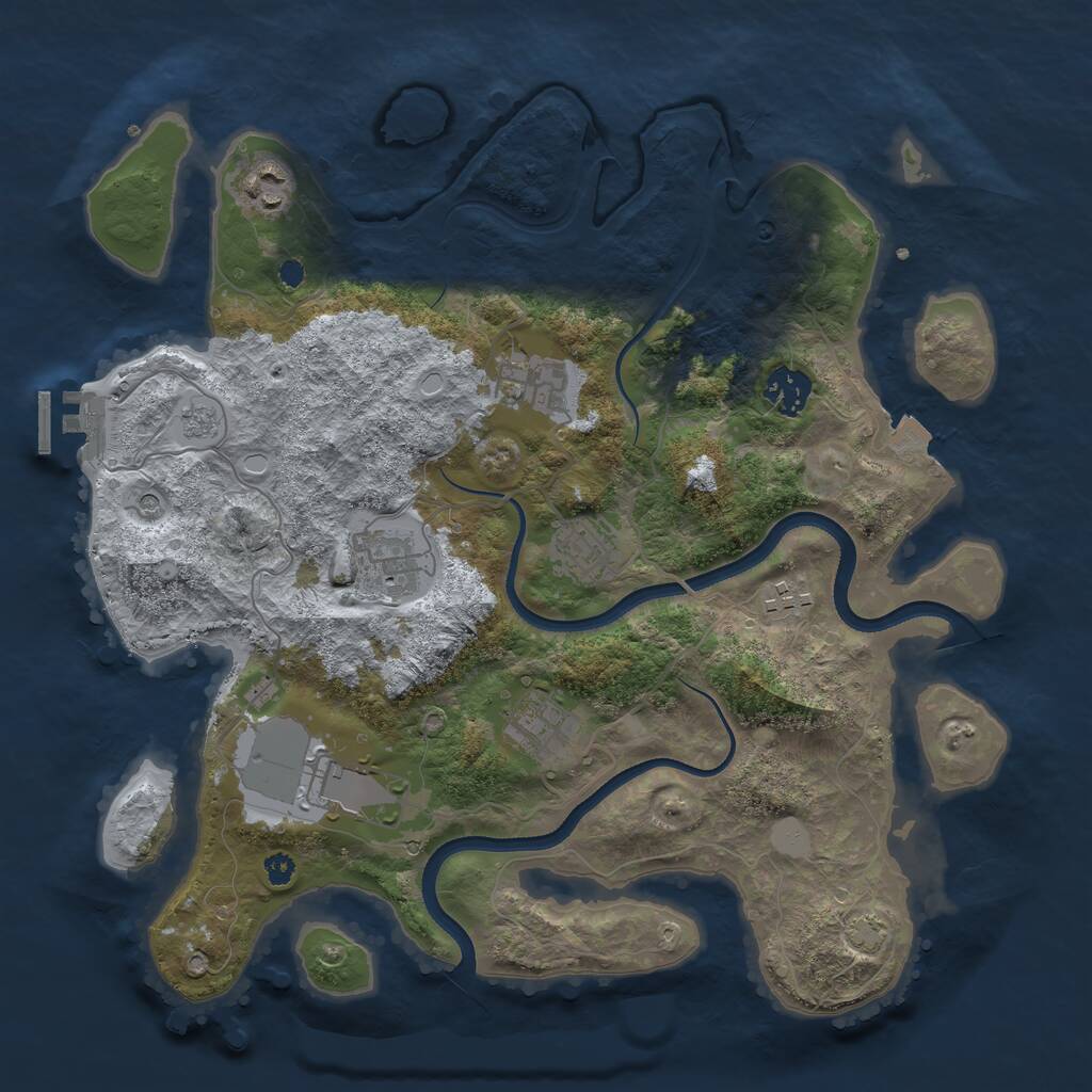 Rust Map: Procedural Map, Size: 3500, Seed: 421411201, 13 Monuments