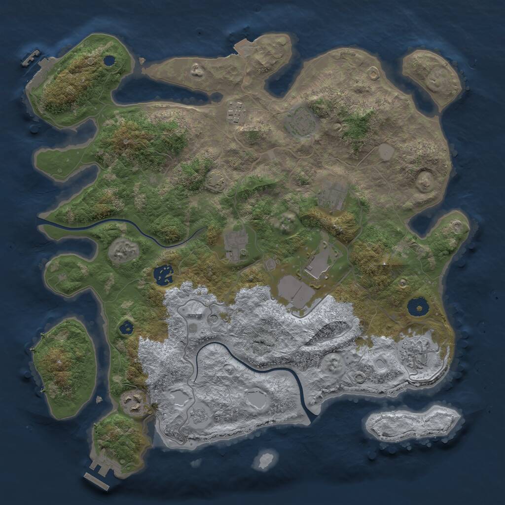 Rust Map: Procedural Map, Size: 3700, Seed: 1683315523, 14 Monuments