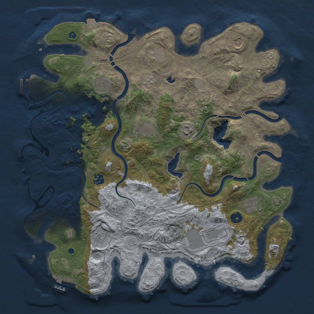 Rust Map: Procedural Map, Size: 4250, Seed: 1207135807, 16 Monuments