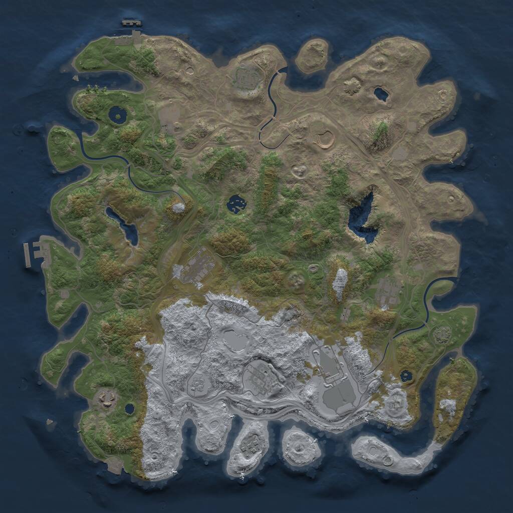 Rust Map: Procedural Map, Size: 4250, Seed: 1207135807, 16 Monuments