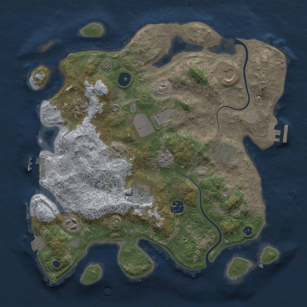 Rust Map: Procedural Map, Size: 3500, Seed: 2127038587, 14 Monuments