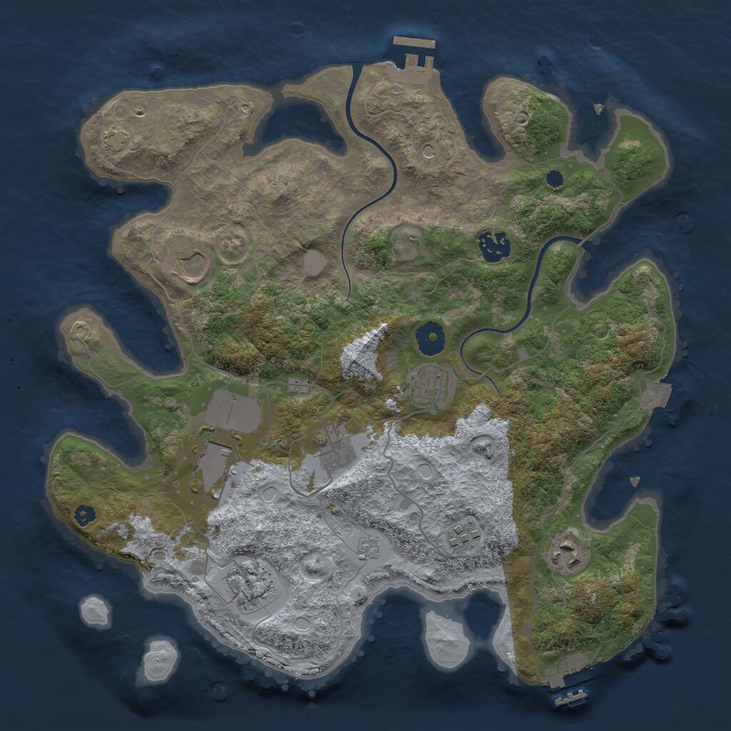 Rust Map: Procedural Map, Size: 3500, Seed: 391887025, 14 Monuments