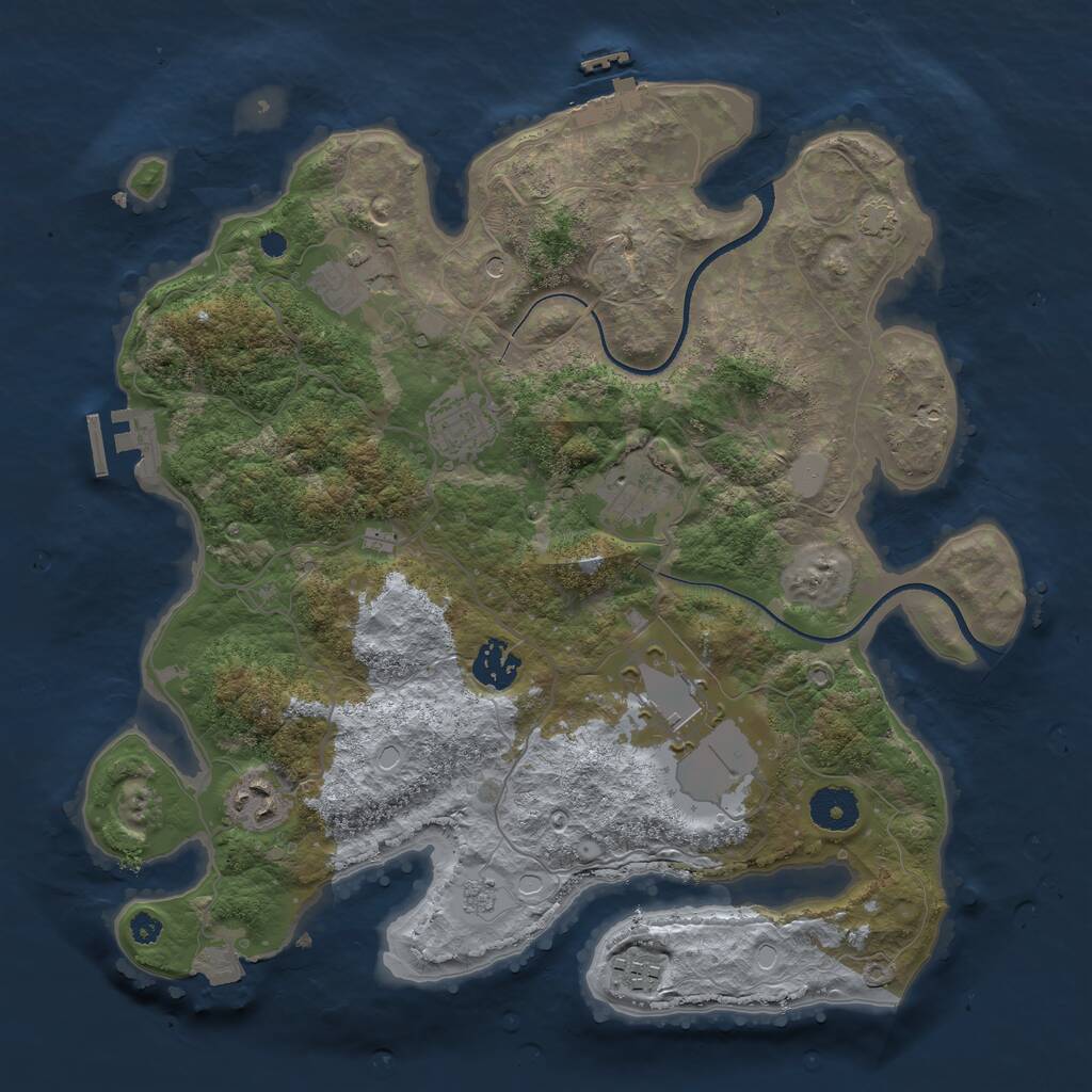 Rust Map: Procedural Map, Size: 3500, Seed: 479349, 13 Monuments