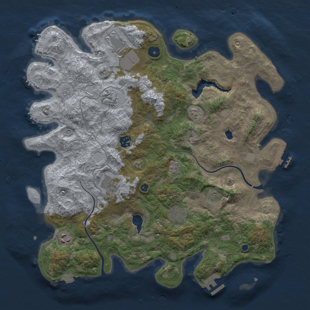 Rust Map: Procedural Map, Size: 4000, Seed: 489849891, 14 Monuments