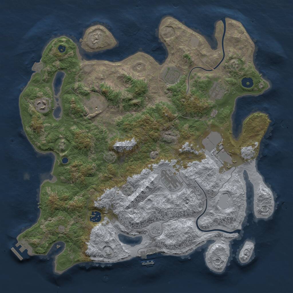 Rust Map: Procedural Map, Size: 3850, Seed: 245575944, 14 Monuments