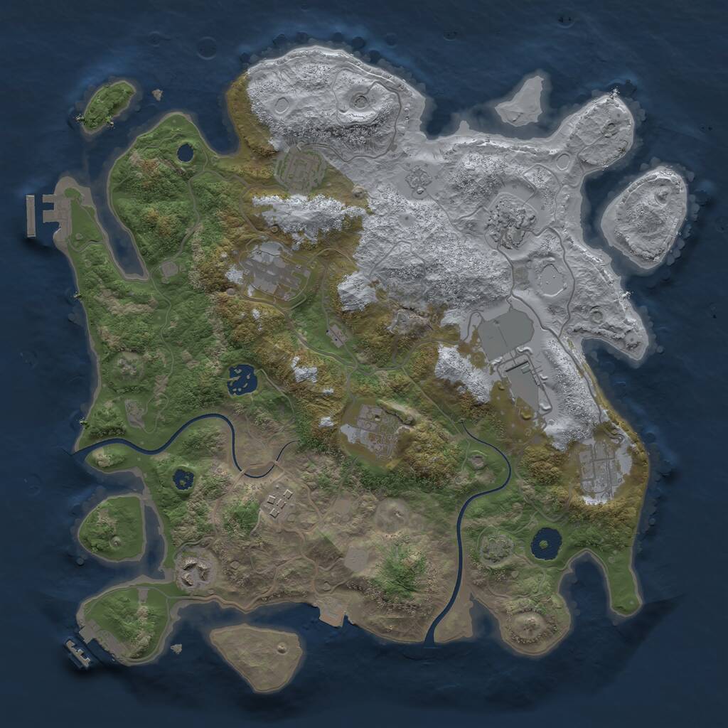 Rust Map: Procedural Map, Size: 3500, Seed: 1221252505, 15 Monuments