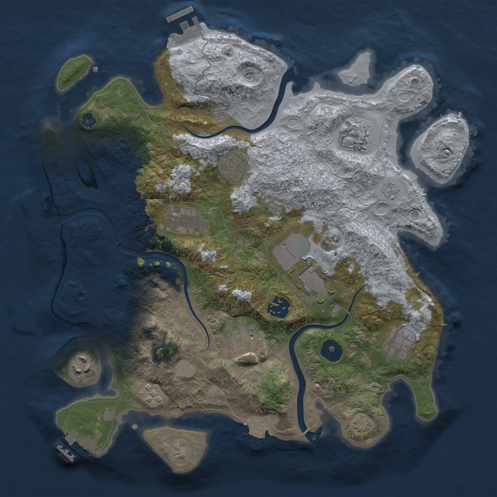 Rust Map: Procedural Map, Size: 3500, Seed: 1221252505, 15 Monuments