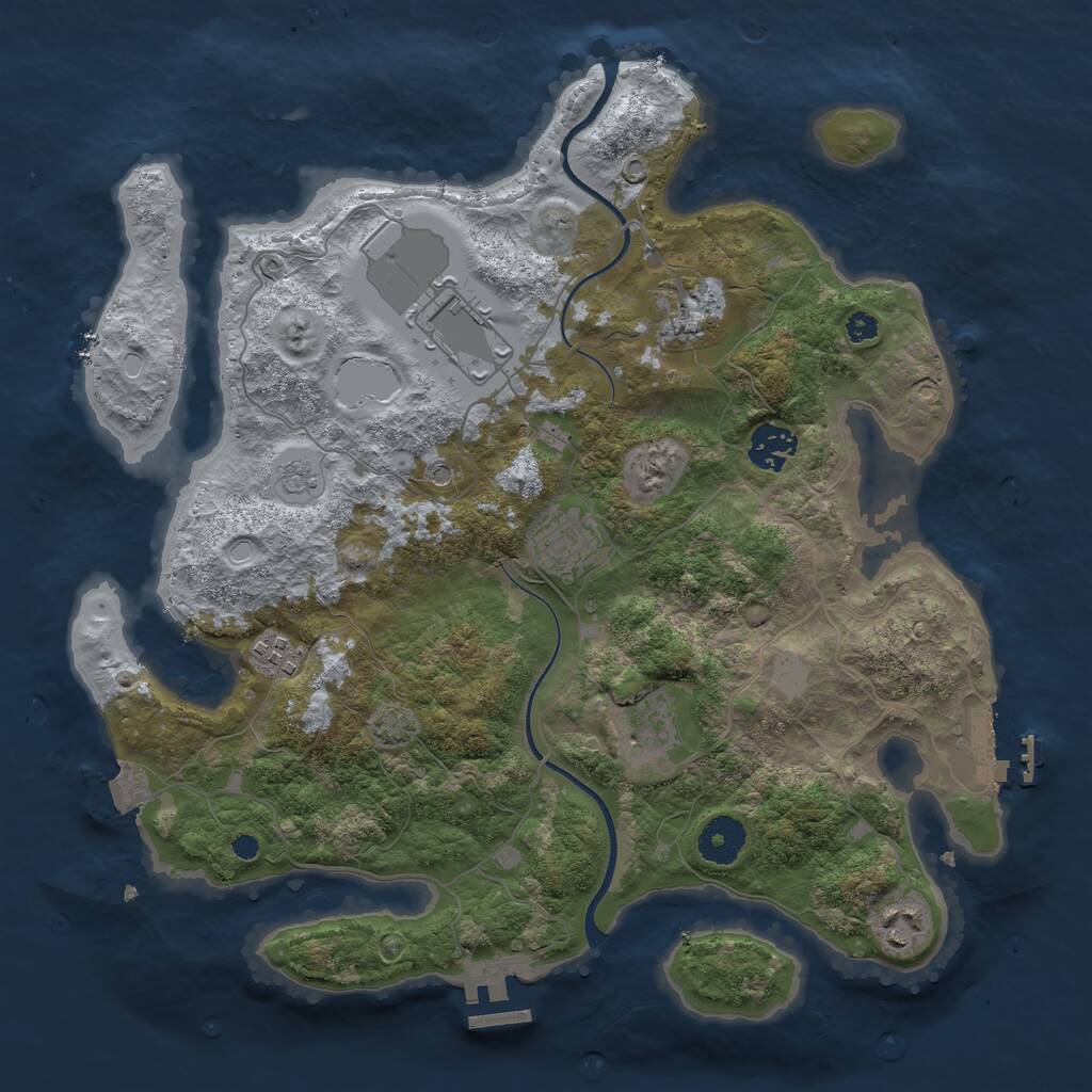 Rust Map: Procedural Map, Size: 3500, Seed: 1019844872, 13 Monuments