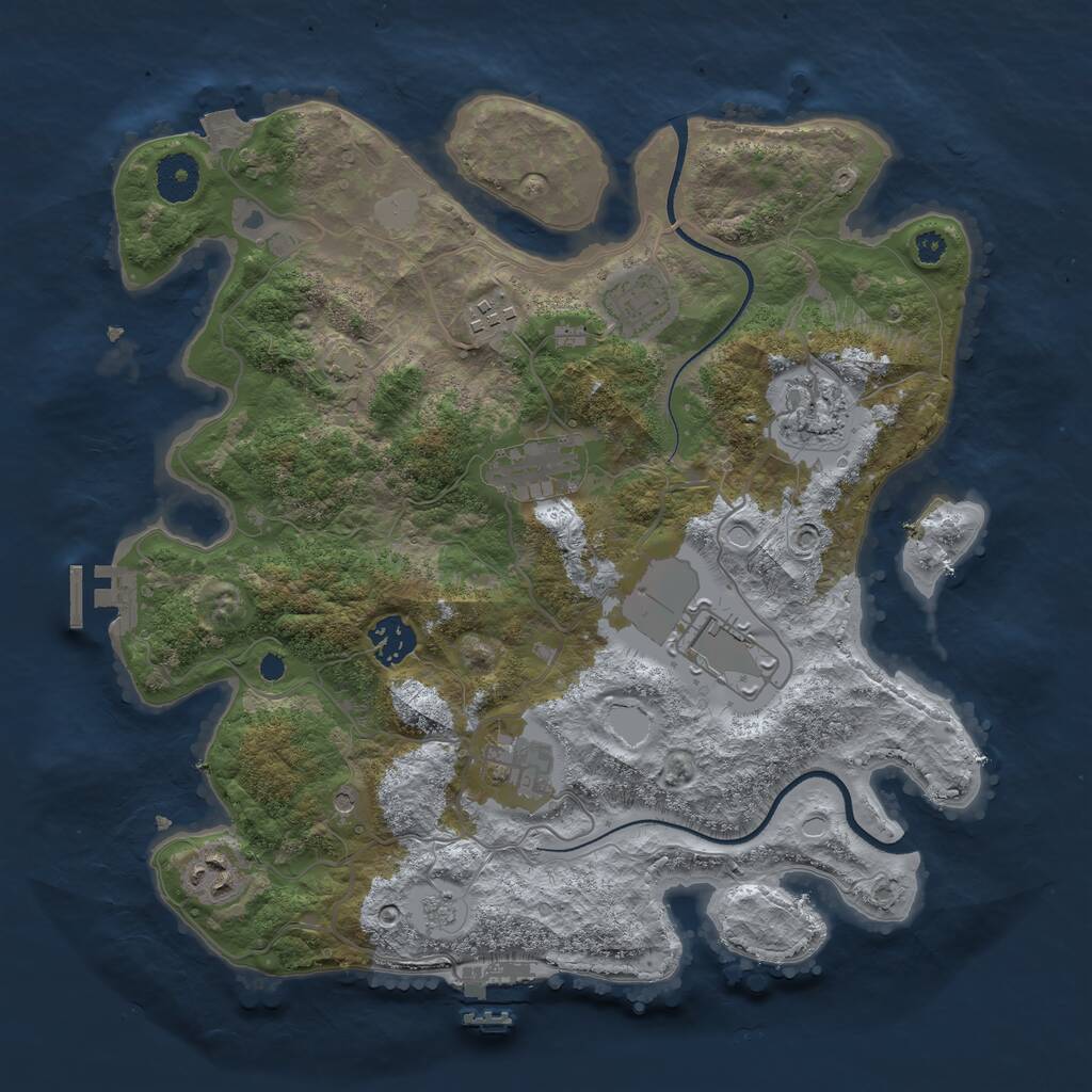 Rust Map: Procedural Map, Size: 3500, Seed: 419614604, 14 Monuments