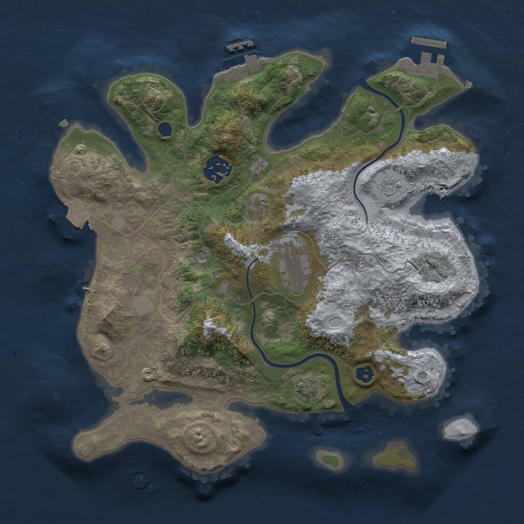 Rust Map: Procedural Map, Size: 3000, Seed: 1412317618, 8 Monuments