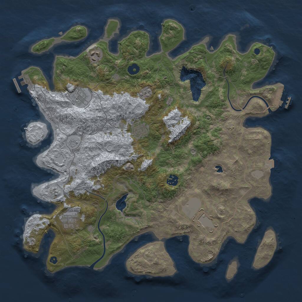 Rust Map: Procedural Map, Size: 4000, Seed: 639527708, 13 Monuments