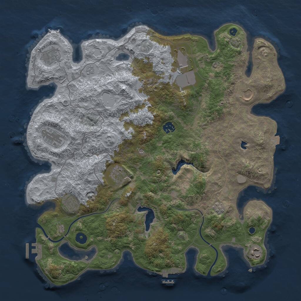 Rust Map: Procedural Map, Size: 4000, Seed: 1437437113, 16 Monuments