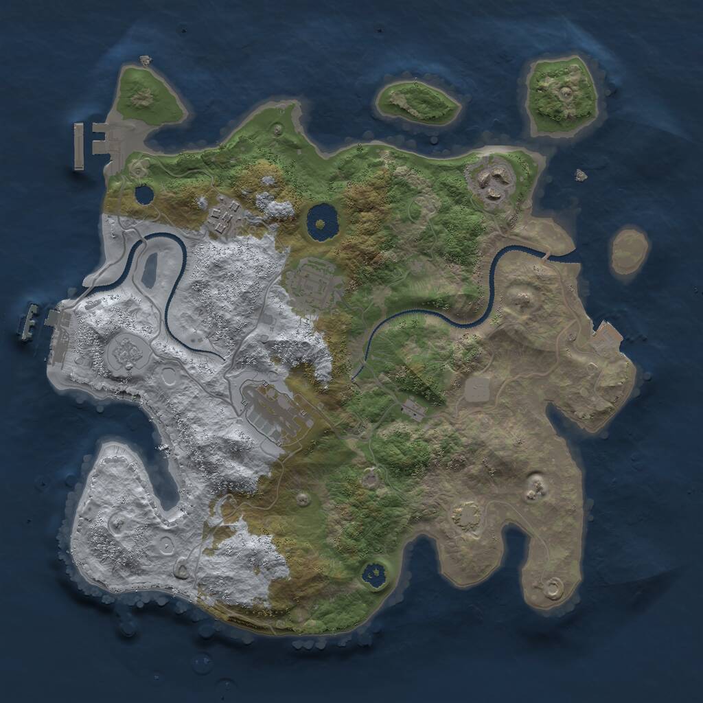 Rust Map: Procedural Map, Size: 3000, Seed: 43825, 9 Monuments