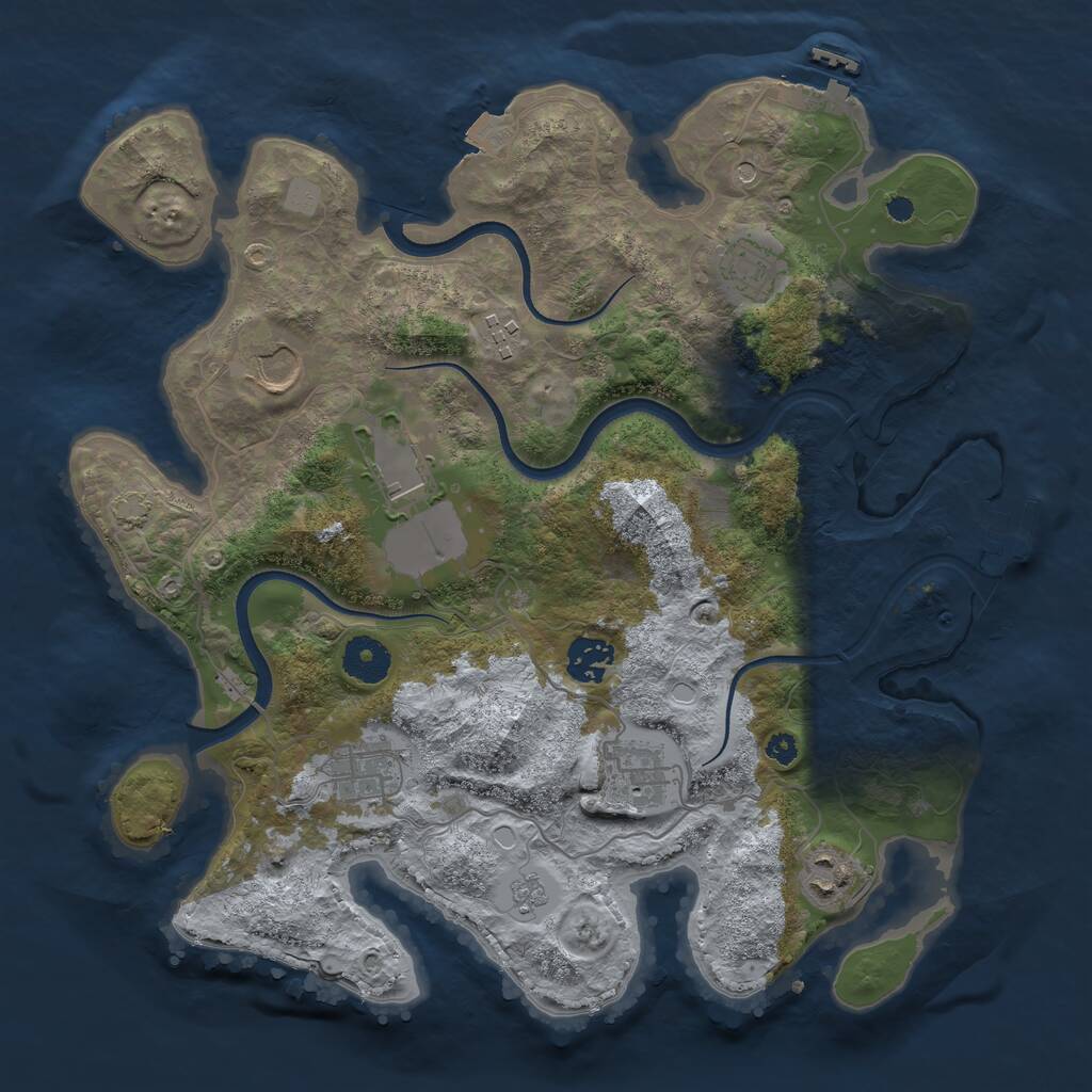 Rust Map: Procedural Map, Size: 3500, Seed: 830056478, 14 Monuments