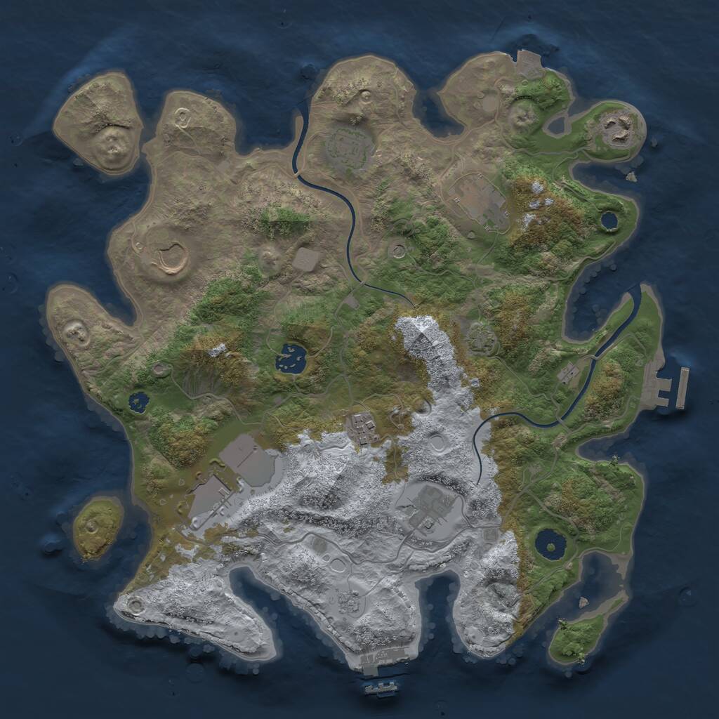 Rust Map: Procedural Map, Size: 3500, Seed: 830056478, 14 Monuments