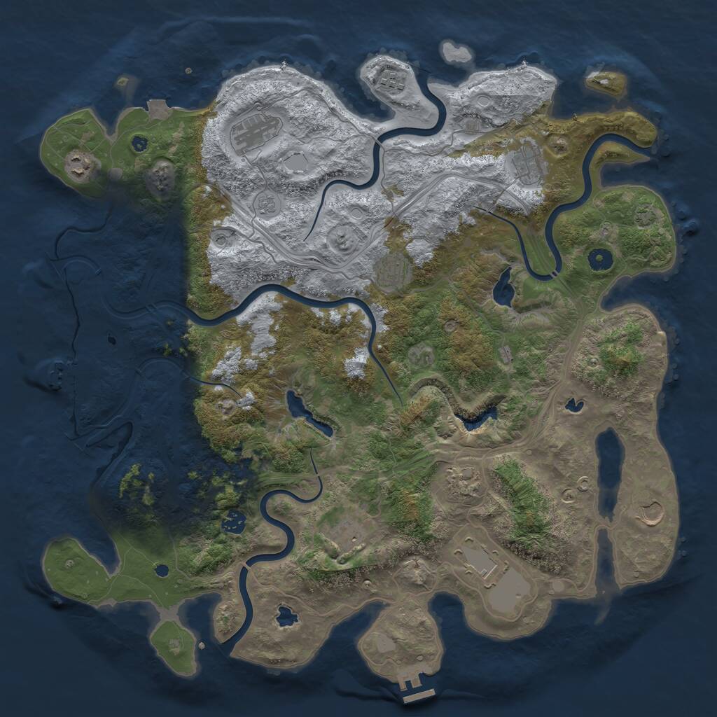 Rust Map: Procedural Map, Size: 4500, Seed: 1710173715, 16 Monuments