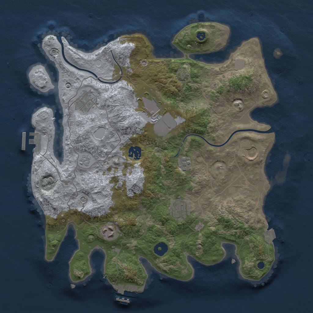 Rust Map: Procedural Map, Size: 3500, Seed: 51912, 13 Monuments