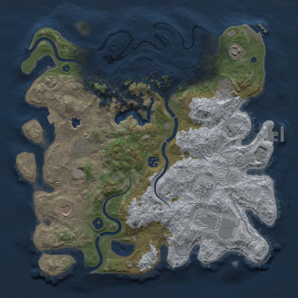 Rust Map: Procedural Map, Size: 4000, Seed: 1352905355, 14 Monuments