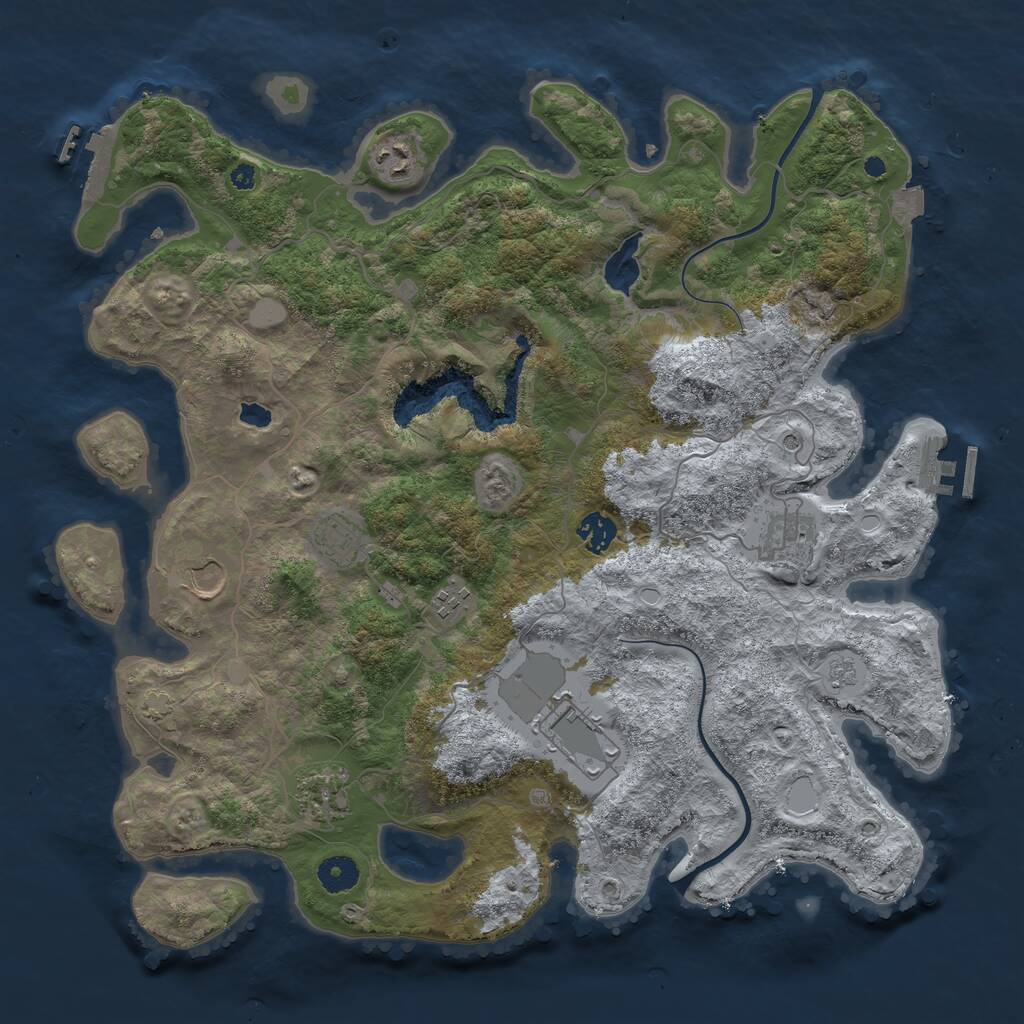 Rust Map: Procedural Map, Size: 4000, Seed: 1352905355, 14 Monuments