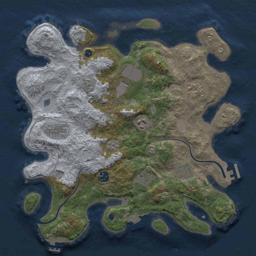 Rust Map: Procedural Map, Size: 3500, Seed: 144651847, 14 Monuments