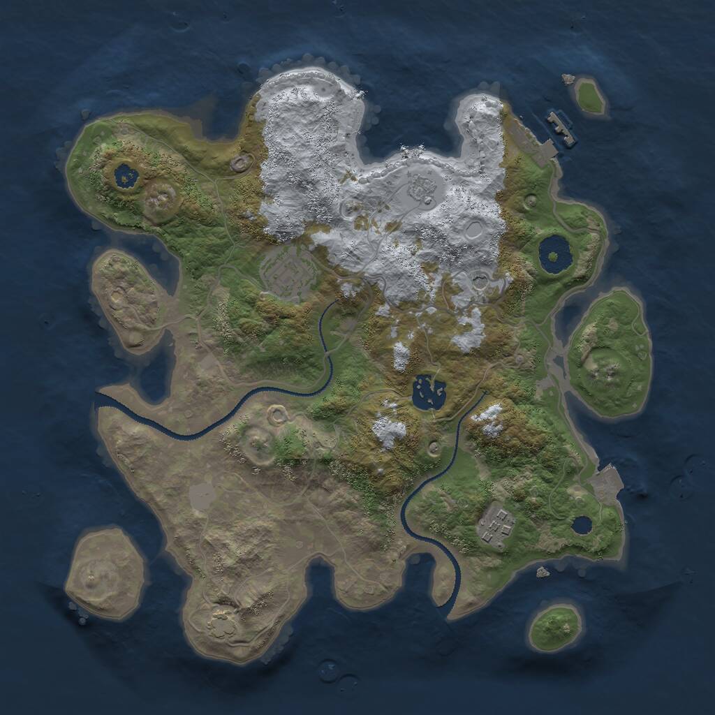 Rust Map: Procedural Map, Size: 3000, Seed: 16244, 8 Monuments