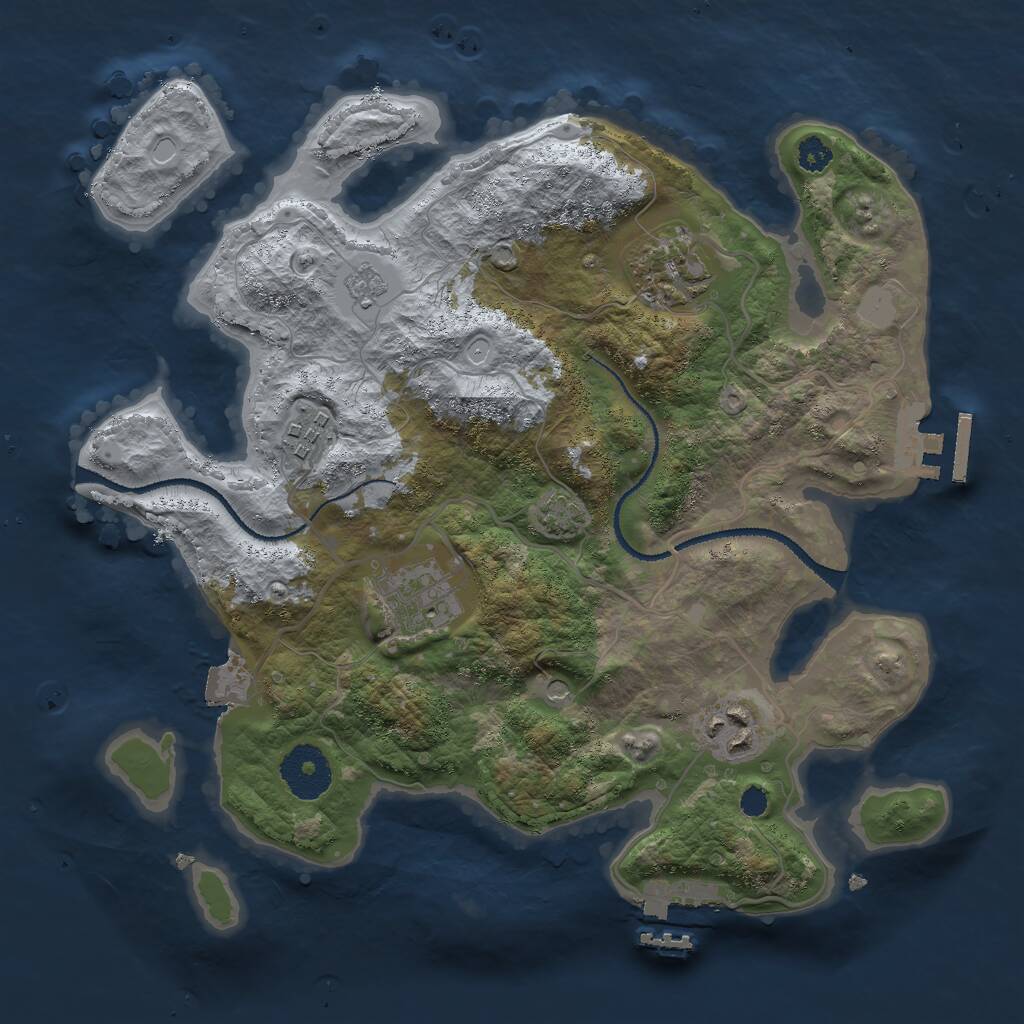 Rust Map: Procedural Map, Size: 3000, Seed: 449082574, 10 Monuments