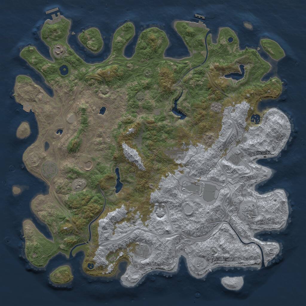 Rust Map: Procedural Map, Size: 4750, Seed: 206, 16 Monuments