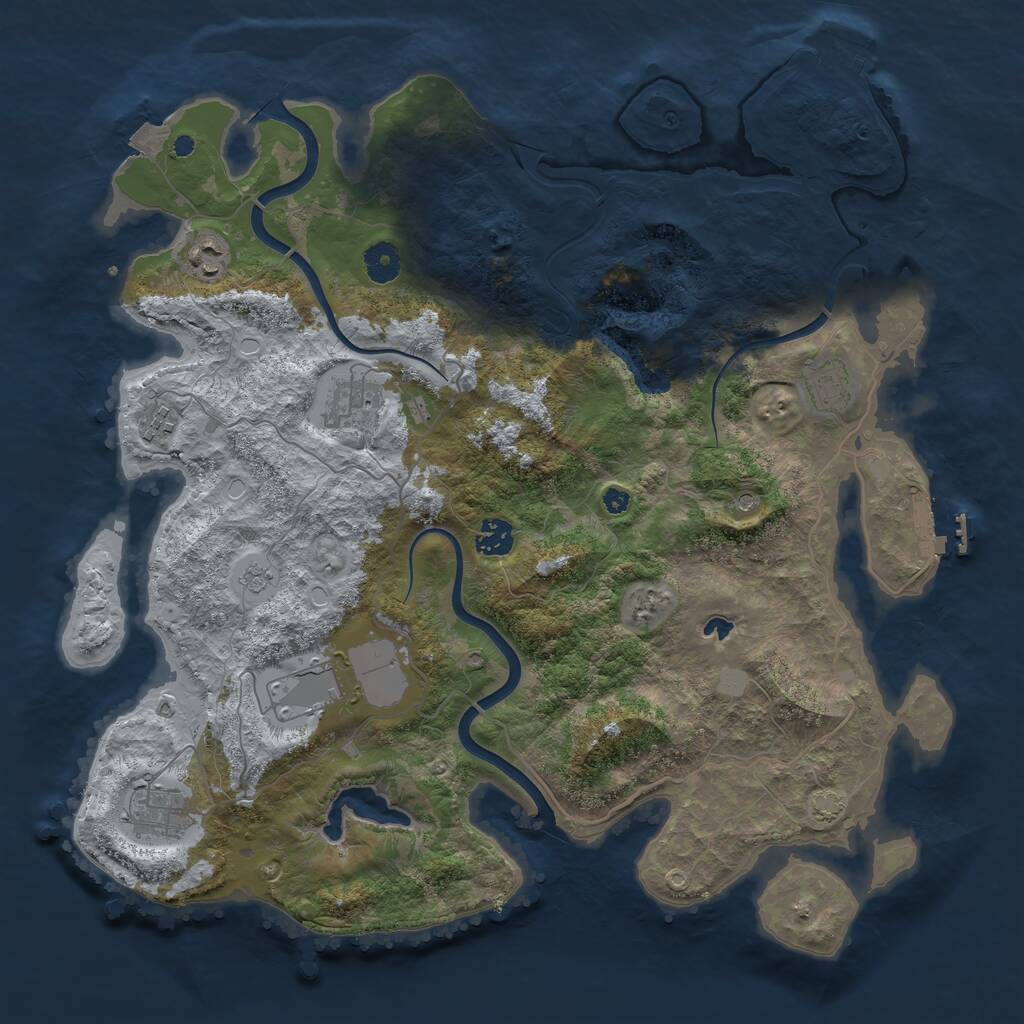 Rust Map: Procedural Map, Size: 4000, Seed: 2100015683, 13 Monuments