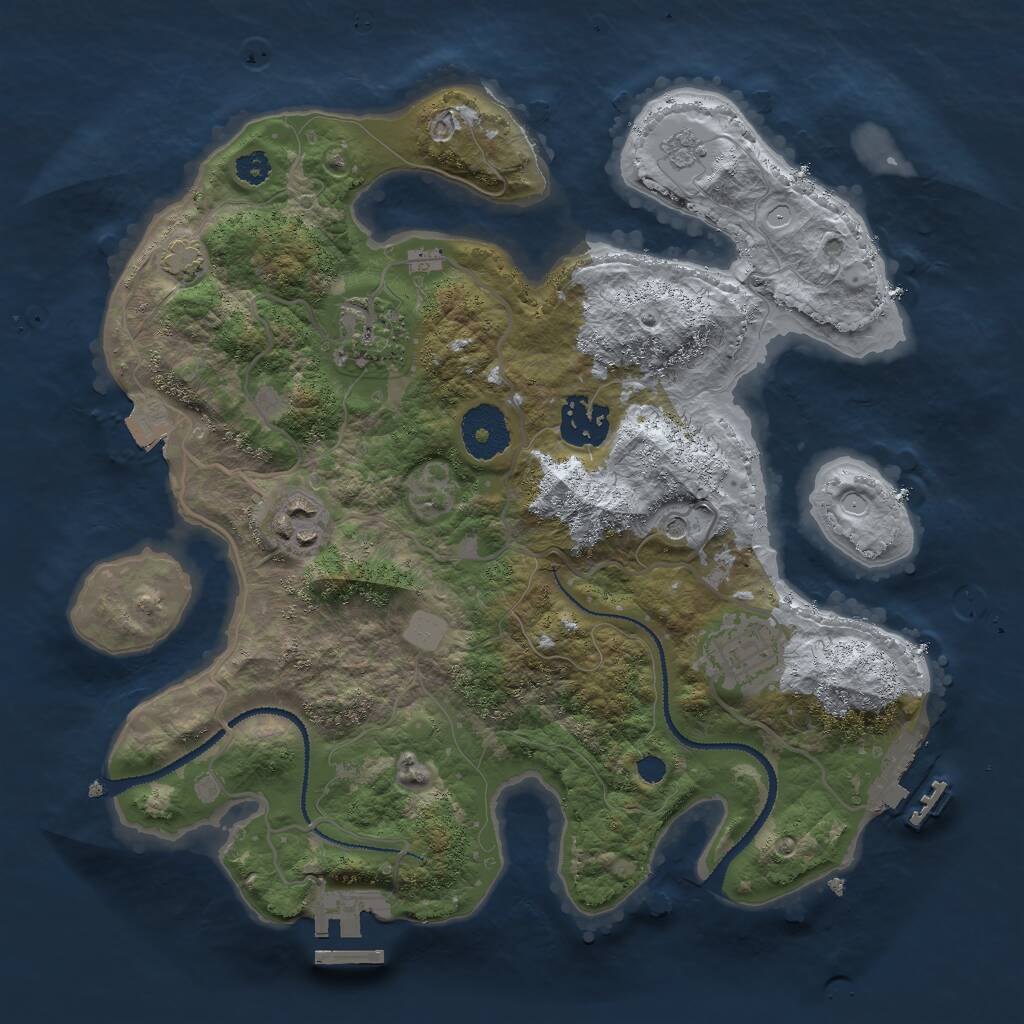 Rust Map: Procedural Map, Size: 3000, Seed: 1740355717, 10 Monuments