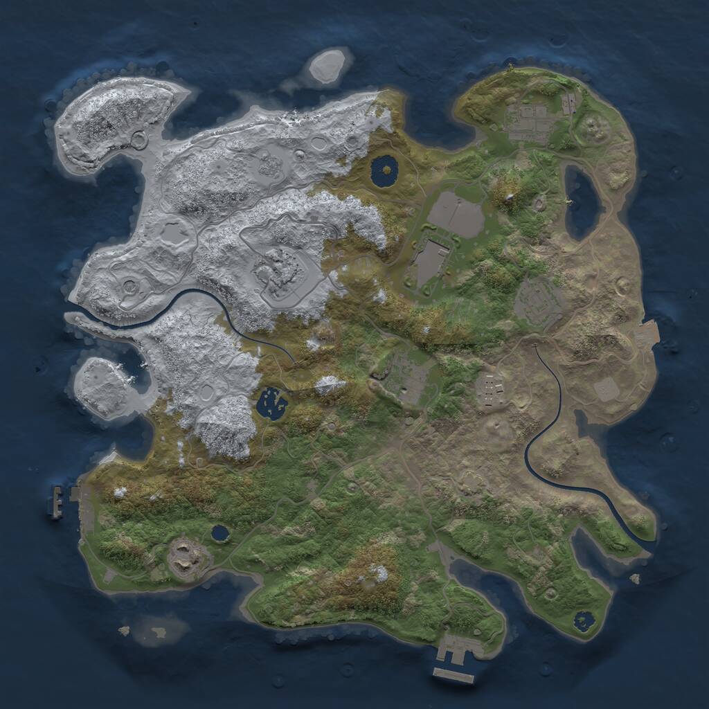 Rust Map: Procedural Map, Size: 3500, Seed: 1548078274, 14 Monuments