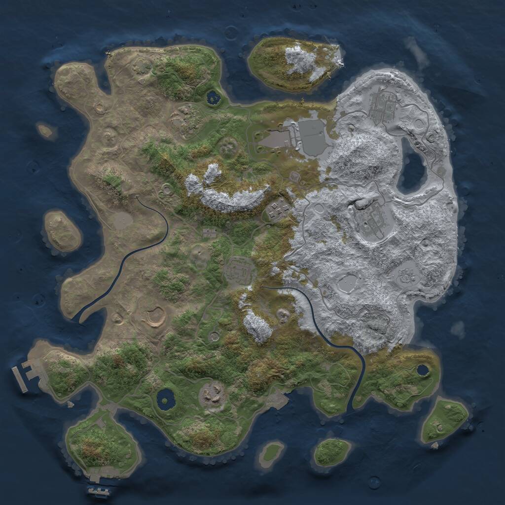 Rust Map: Procedural Map, Size: 3700, Seed: 1658734381, 14 Monuments