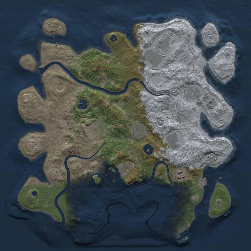 Rust Map: Procedural Map, Size: 3750, Seed: 1853345438, 16 Monuments