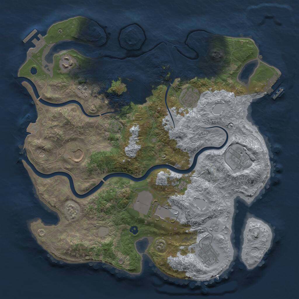 Rust Map: Procedural Map, Size: 3500, Seed: 353700057, 14 Monuments