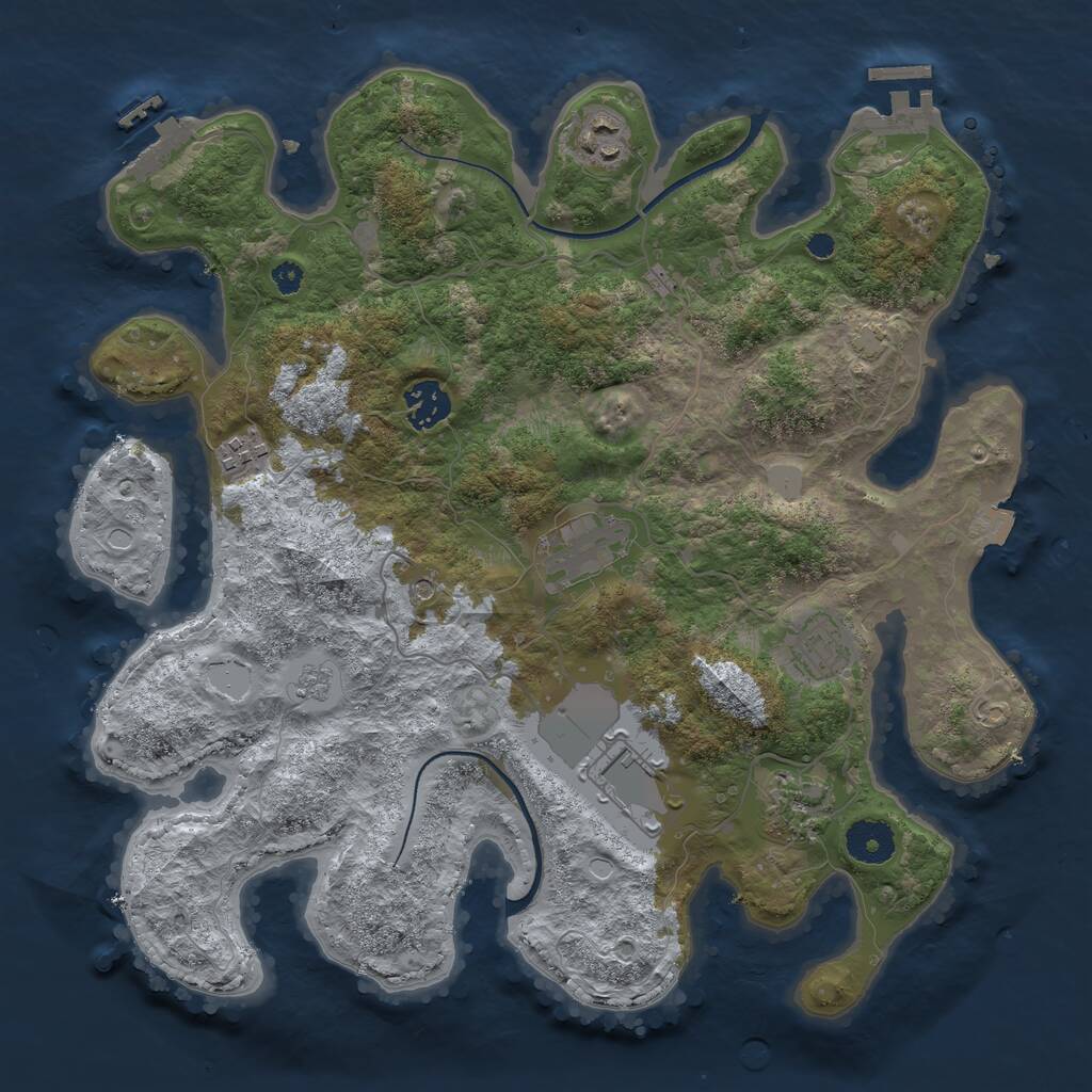 Rust Map: Procedural Map, Size: 3500, Seed: 1074710025, 13 Monuments