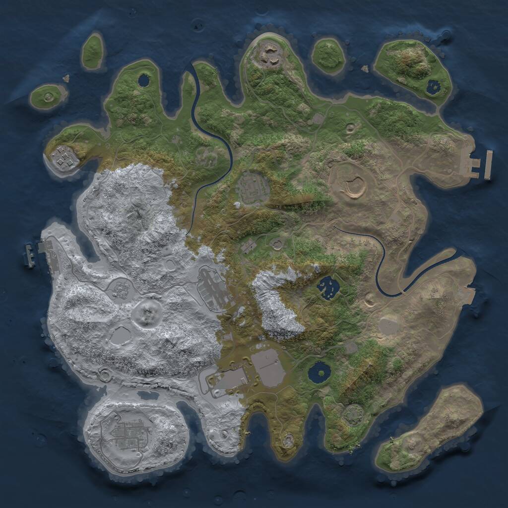 Rust Map: Procedural Map, Size: 3500, Seed: 969858095, 14 Monuments