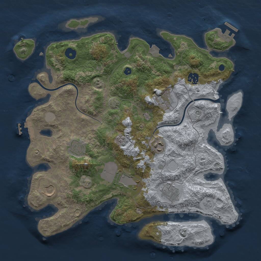 Rust Map: Procedural Map, Size: 3500, Seed: 864770744, 14 Monuments