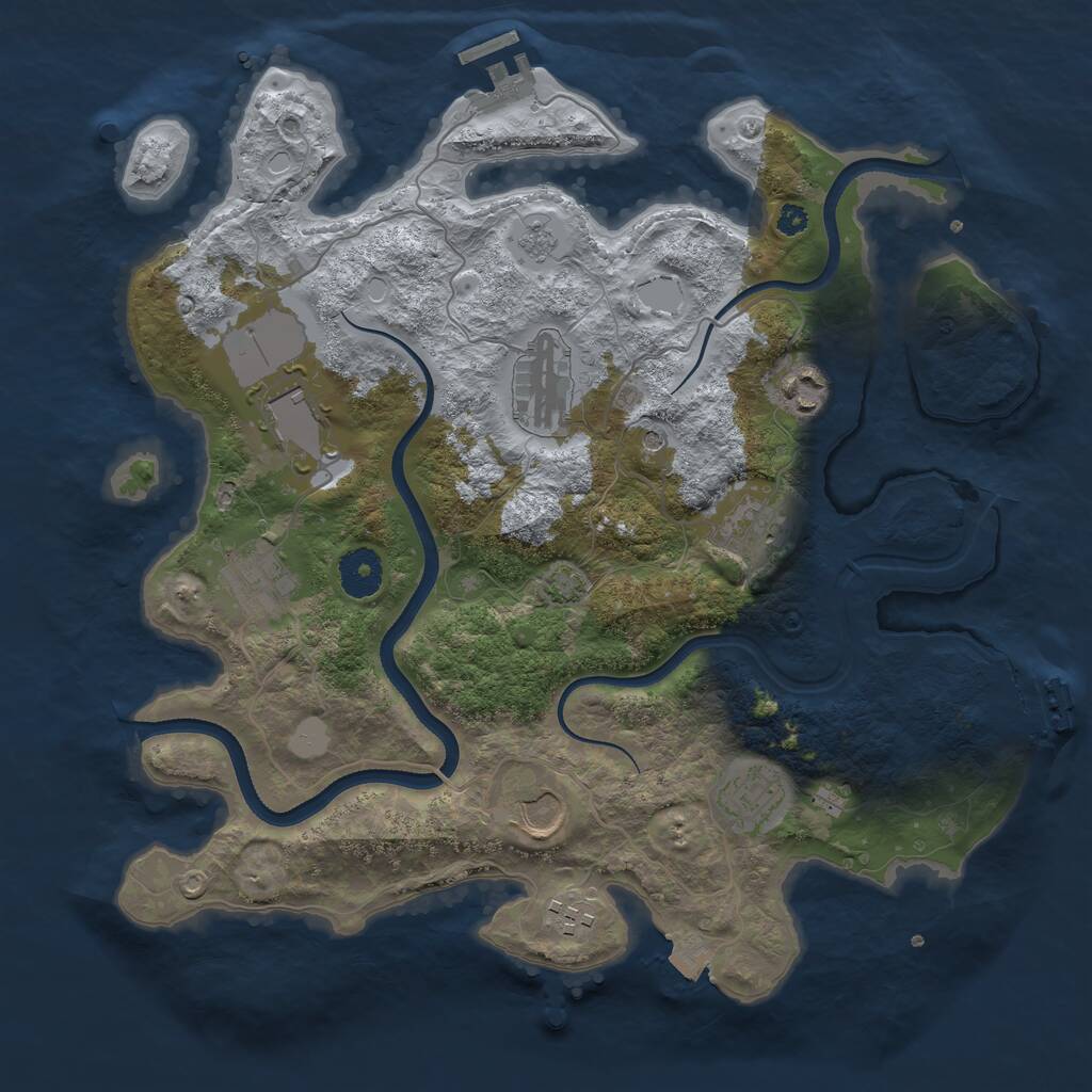 Rust Map: Procedural Map, Size: 3500, Seed: 1820590974, 14 Monuments